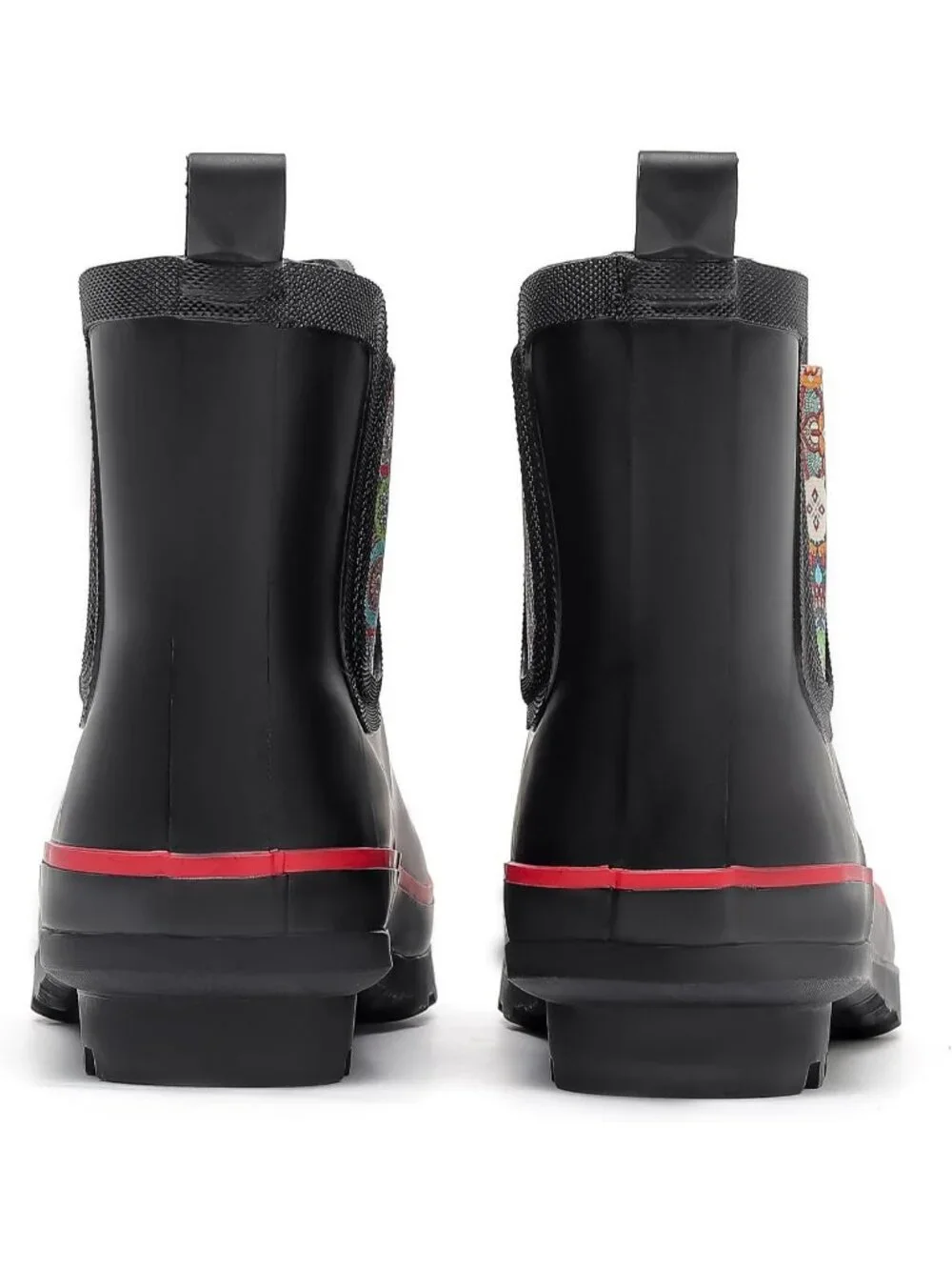 Women's Black Light Ankle Garden Anti-Slipping Floral Printed Stylish Rain Boots